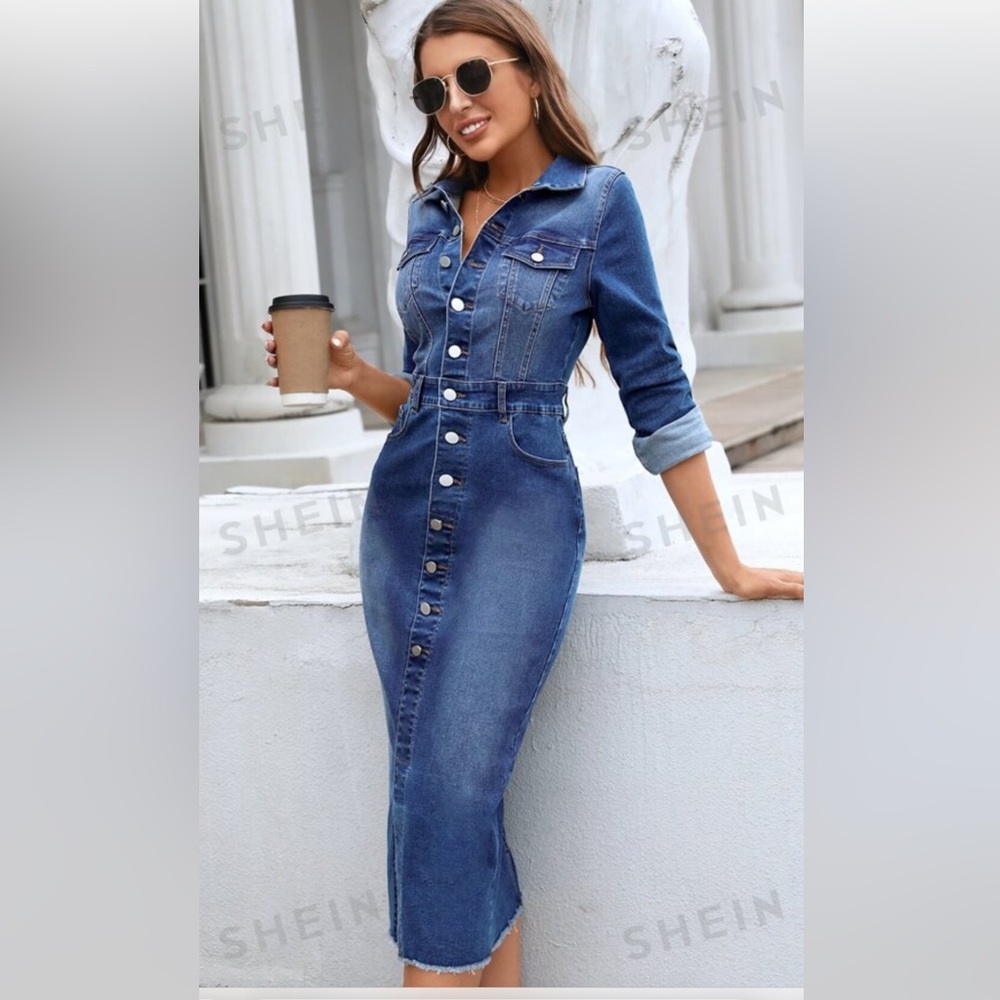SHEIN denim dress longsleeve
